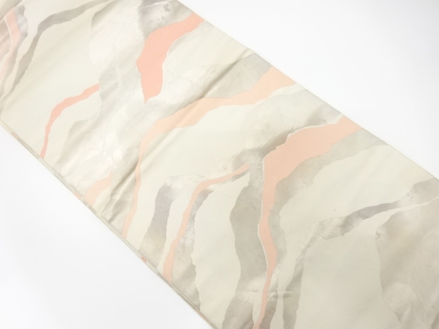 JAPANESE KIMONO / ANTIQUE FUKURO OBI / SILK / WOVEN DISTANT MOUNTAINS